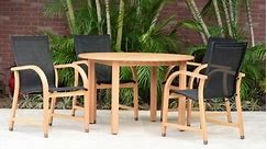 Amazonia Eucalyptus/Teak-Finish Waikiki 5-piece Round Patio Dining Set - Bed Bath & Beyond - 28135502