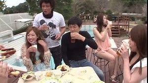Japanese barbecue party! Hot sluts get banged and filled!