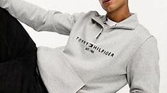 Tommy Hilfiger tommy logo mock neck sweatshirt in light grey heather | ASOS