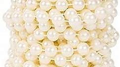 DomeStar 33 Feet Ivory Pearls String, Pearl Beads Garland Craft String Pearls 10mm Faux Pearls Strand for Wedding Christmas Decoration DIY Accessories