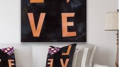 Designart "Love in Orange Typo" Cottage Canvas Art Print - Bed Bath & Beyond - 27777850