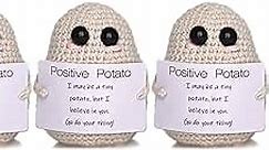 Positive Potato Bulk-Spreading Joy and Good Vibes - Cute and Funny Emotional Support Gift for Friends Party Decoration Encouragement-No Glue and Washable-Beige (3Pack)