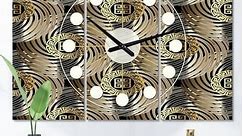 Designart 'Circular Geometric Retro Abstract I' Oversized Mid-Century wall clock - 3 Panels - Bed Bath & Beyond - 28495763