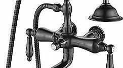 gotonovo Clawfoot Tub Faucet Shower Kit Oil Rubbed Bronze Bathtub Filler, 3-3/8 inch Center, Vintage Leg Tub Filler with Hand Shower Level Handle