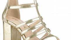 Allegra K Women's Strappy Roman Chunky Gladiator Heel Prom Sandals