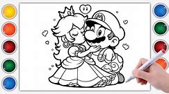 Coloring Super Mario Movie - Princess Peach and Mario | Drawing Coloring Art for Kids