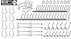 1/4 inch Heavy Duty Pegboard Accessories Organizer Kit, 1/4 inch Pegboard Hooks, Metal Hooks for Hanging Storage(100 Various Hooks and 88 Locks)(Black)
