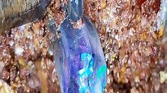 Perfect! The process of mining blue diamonds. I try to dig out the whole crystal