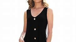 Plus Size Black Dresses 4X for Women, VEPKUL Sleeveless T-Shirt Dress Casual Sexy V Neck Beach Dress with Pockets Tank Top Cover Ups