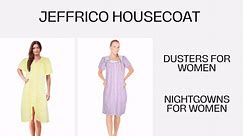 JEFFRICO Womens Dusters For Women Snap Front Housecoat Lounger Duster House Dress Short Sleeve Nightgowns Pajamas Robe Plus Size