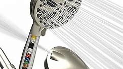 SparkPod 10-Mode Filtered Shower Head with Hose - 5" High Pressure Shower Heads with Filter - Handheld Shower Head Filter with Built-In Power Jet, Stainless 6ft Hose and Bracket (Brushed Nickel)