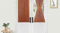 DWCN French Door Curtains – Rod Pocket Thermal Blackout Curtain for Doors with Glass Window, Kitchen and Patio Doors for Privacy, 25 X 40 Inches Long, 1 Curtain Panel with Tieback,Burnt Ochre