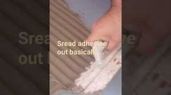 How to spread tile adhesive #thetilelayer using tile adhesive, tiling a floor, how to tile