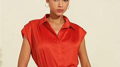 Casual Solid Sleeveless Collared Shirt 2024