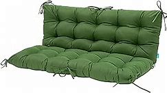 QILLOWAY Outdoor/Indoor Bench Cushion,Porch Swing Replacement Cushions 2-3 Seater Loveseat Chair Pads with Backrest and Ties for Garden Patio Furniture (51inx40in, Dark Green)