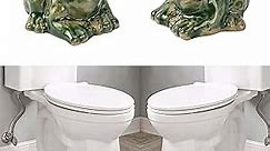 Toilet Bolt Caps, Decorative Toilet Bolt Covers, Ceramic Cute Frog Covers Toilet Bolts Bathroom Decor Easy installation Set of 2(Green frog)