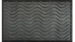 RugSmith Black Moulded Waves Texture Rubber Doormat, 18" x 30" - 18" x 30" - Bed Bath & Beyond - 29236871